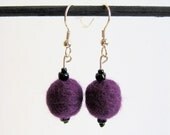 Fashionable Felt Bead Earrings - Violet
