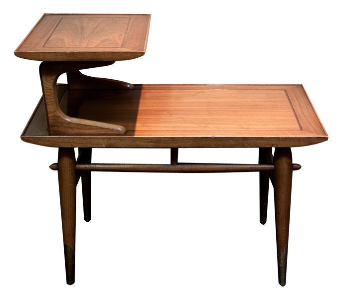Lane Furniture Table Danish Modern Two Tiered Side Table