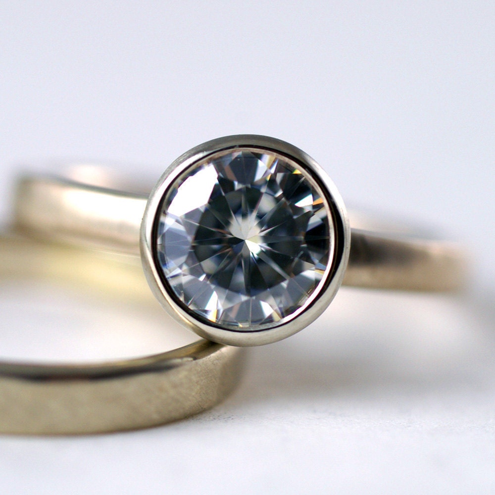 Moissanite 1.5 Carat Engagement Ring In 14k White