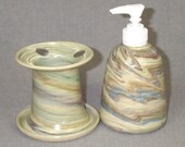 Original Hand Made Stoneware Bath Set Agateware