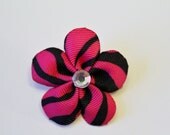 Small Pink Zebra Print 5 Petal Ribbon Flower