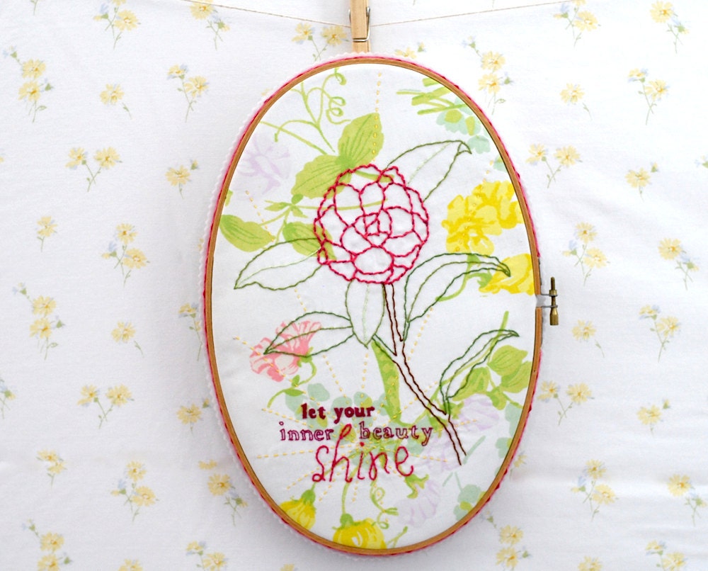 camellia embroidered wall art