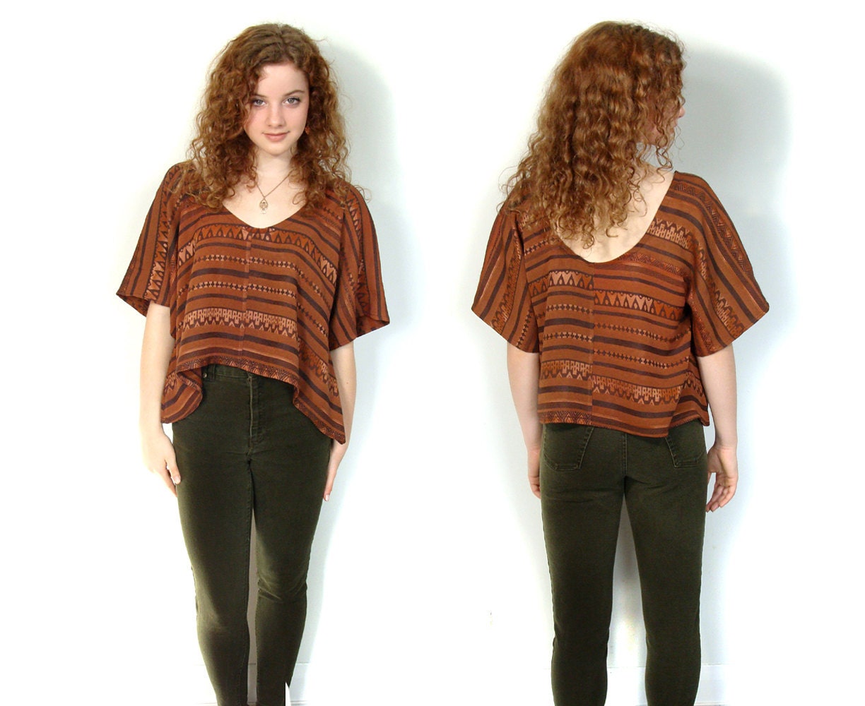 Boho tribal blouse handmade crop top Small / Medium