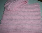 Handknit Pink Baby Cocoon and Hat by Linda, Fits 6 to 9 months old, Gift for Baby Girl
