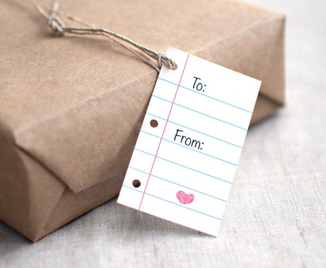 Notebook Paper Gift Tags - Set of 10 - Eco Friendly - Birthday, Thank You Gift Tags, Wedding Favors