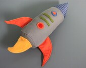 Silver Blue Bubble Rocket Ship Soft Plush Space Toy