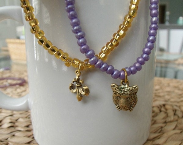 Purple and Gold Tiger Bracelet Set