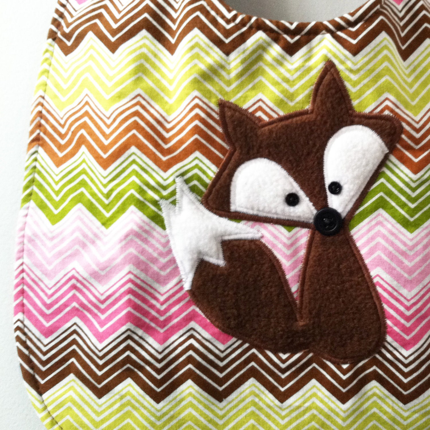 Baby Shower Gift - Fox on Pink Chevron Fabric