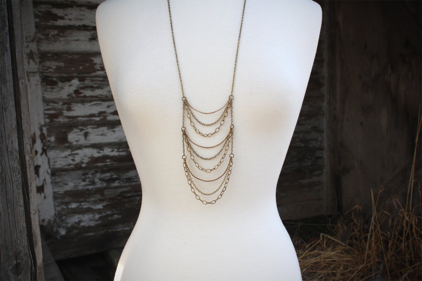 Layered Brass Chain Necklace
