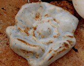 BLUE VINTAGE ROSE- Rustic Handmade Ceramic Rose Pendant