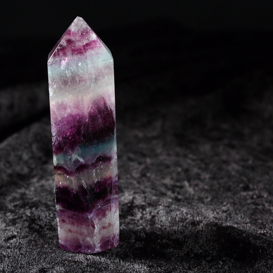 Wand Fluorite,  green purple helps your mental power, layers of fascination - EmpoweredMindscape