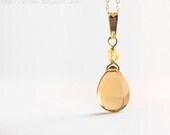 14K Solid gold jewelry Citrine necklace - golden yellow necklace jewellery spring wedding gemstone luxury women fashion oht rusteam - Lutea