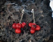 Cherry Bunch Dangling Red Wire Wrapped Retro Earrings