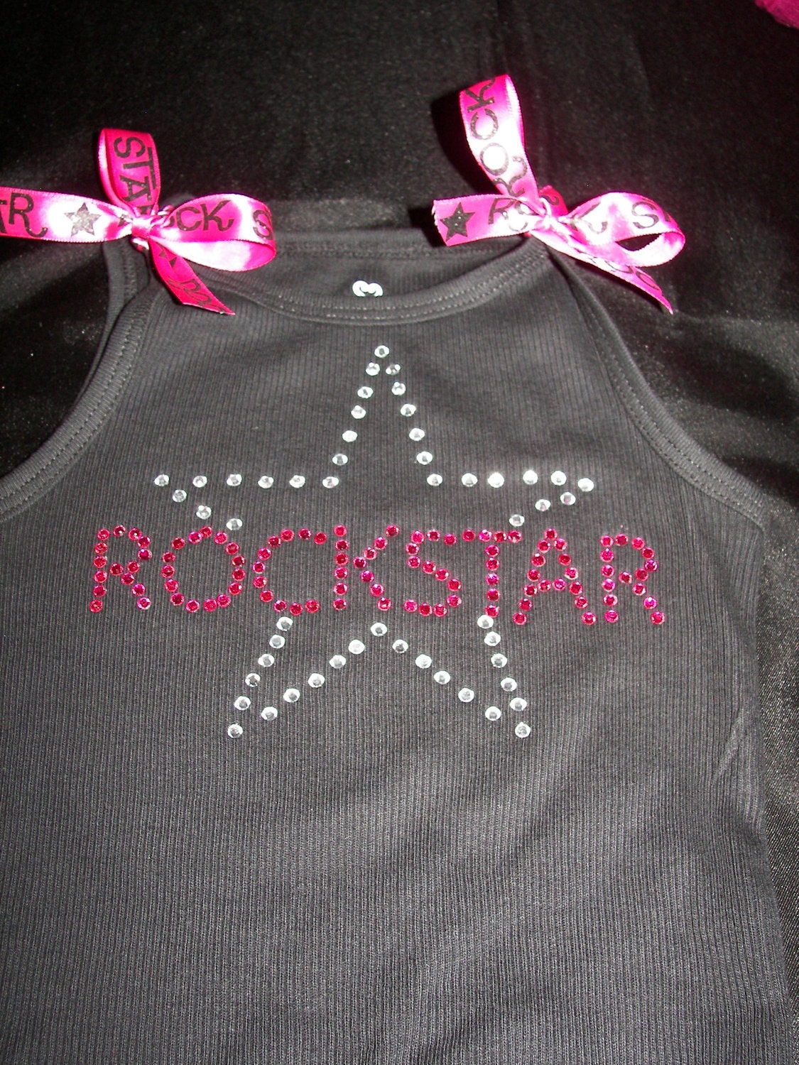 ROCKSTAR Bling Shirts---Adorned with Hot Pink and Black Rockstar Ribbons