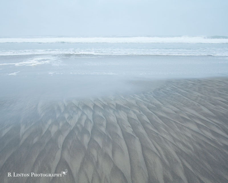 Oregon Beach Photography - Beach Sand - 8x10 Fine Art Photograph - Landscape Photography - Blue White Brown Home Decor - BLintonPhotography