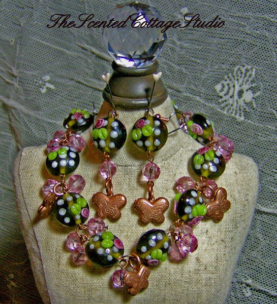 Vintage Copper Butterfly Locket Bracelet