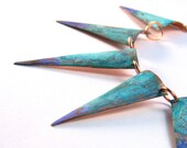 Hand Forged Copper Spike Necklace patinated teal purple