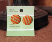 Orange and Green strip Earrings