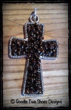 Large Bronze Filled Cross Bronze Seed Beads