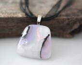 Fused Glass Pendant Purple Triangle