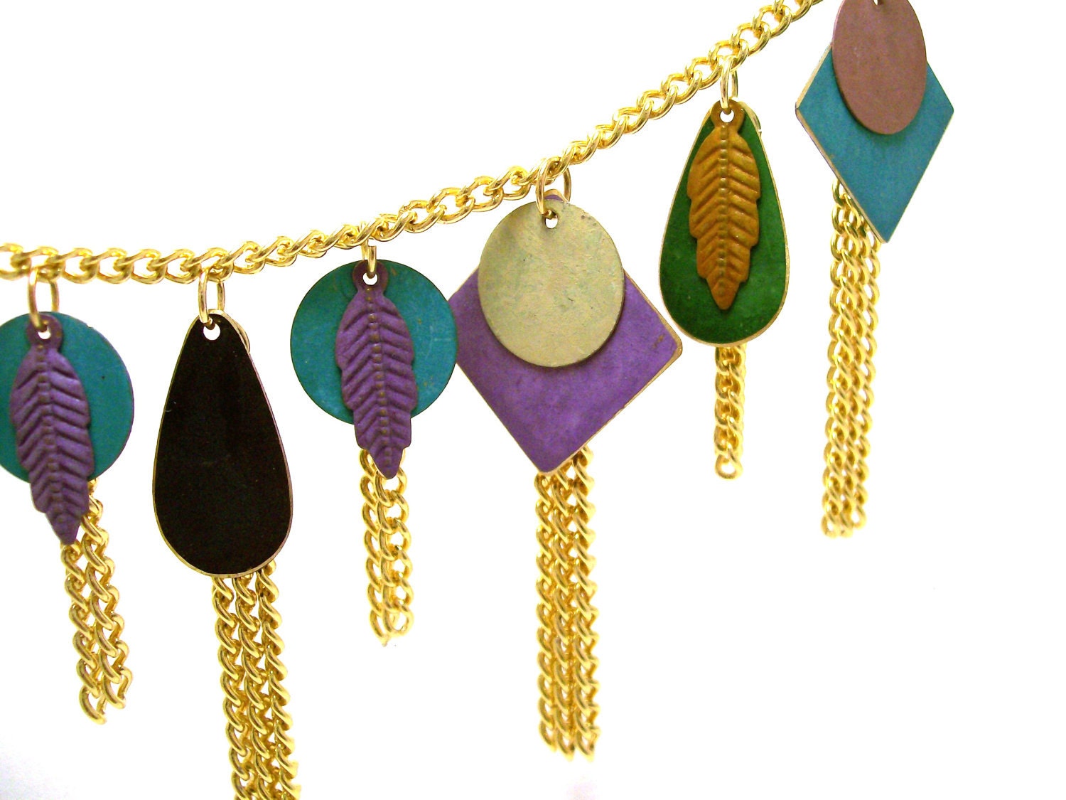 Shapes and Feathers Necklace