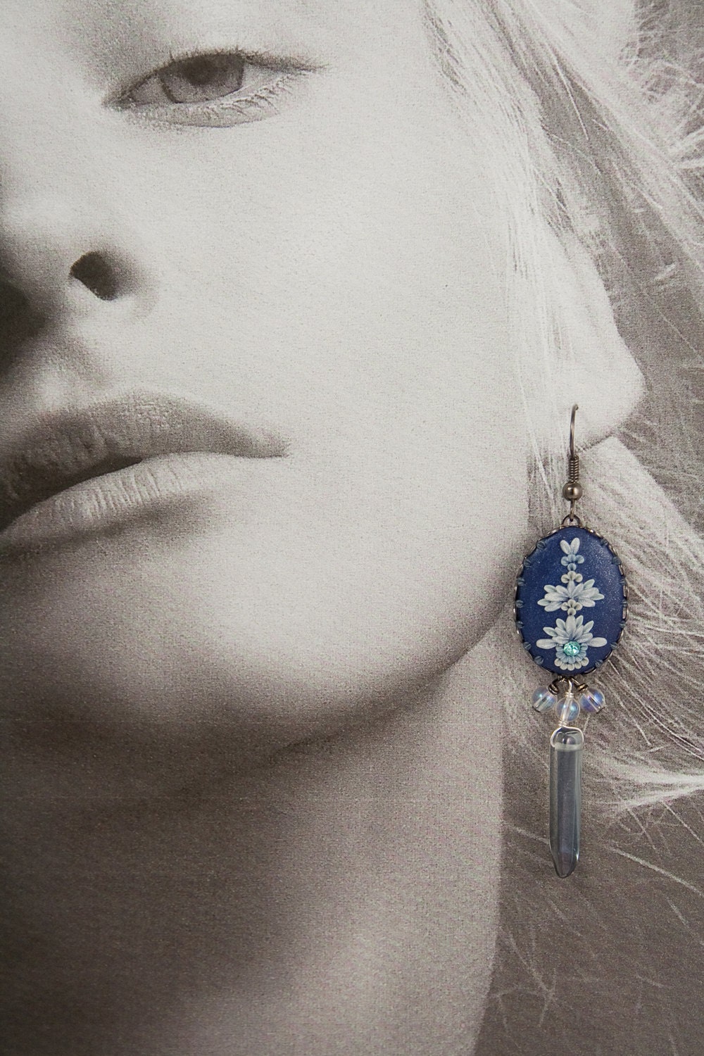 smelling the first snow - icy long earrings