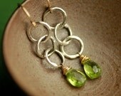 Peridot and Fused Link Mixed Metal Earrings