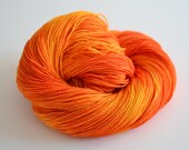 Hand Dyed Yarn - Superwash Falkland Merino / Nylon - 465 yards Fingering Sock Weight - Hestia in Fiery Orange