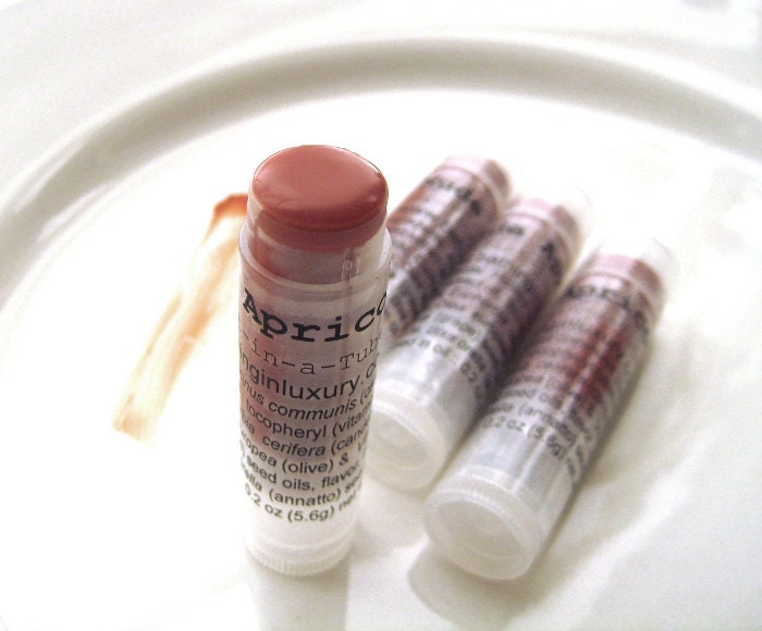 Nude Apricot Tinted Lip Balm - Sheer Lip Tint -  SHEER apricot peach nude