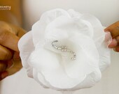 Crystal White Rose Flower Hair Clip