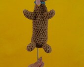 Weiner Dog on a Stick - crocheted amigurumi puppy snack