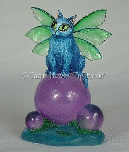 Fairy Cat Figurine Bubbles Fae Fantasy Cat Art Artist Signed