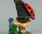 Fairy Cat Figurine Ladybug Fantasy Cat Art Artist Signed