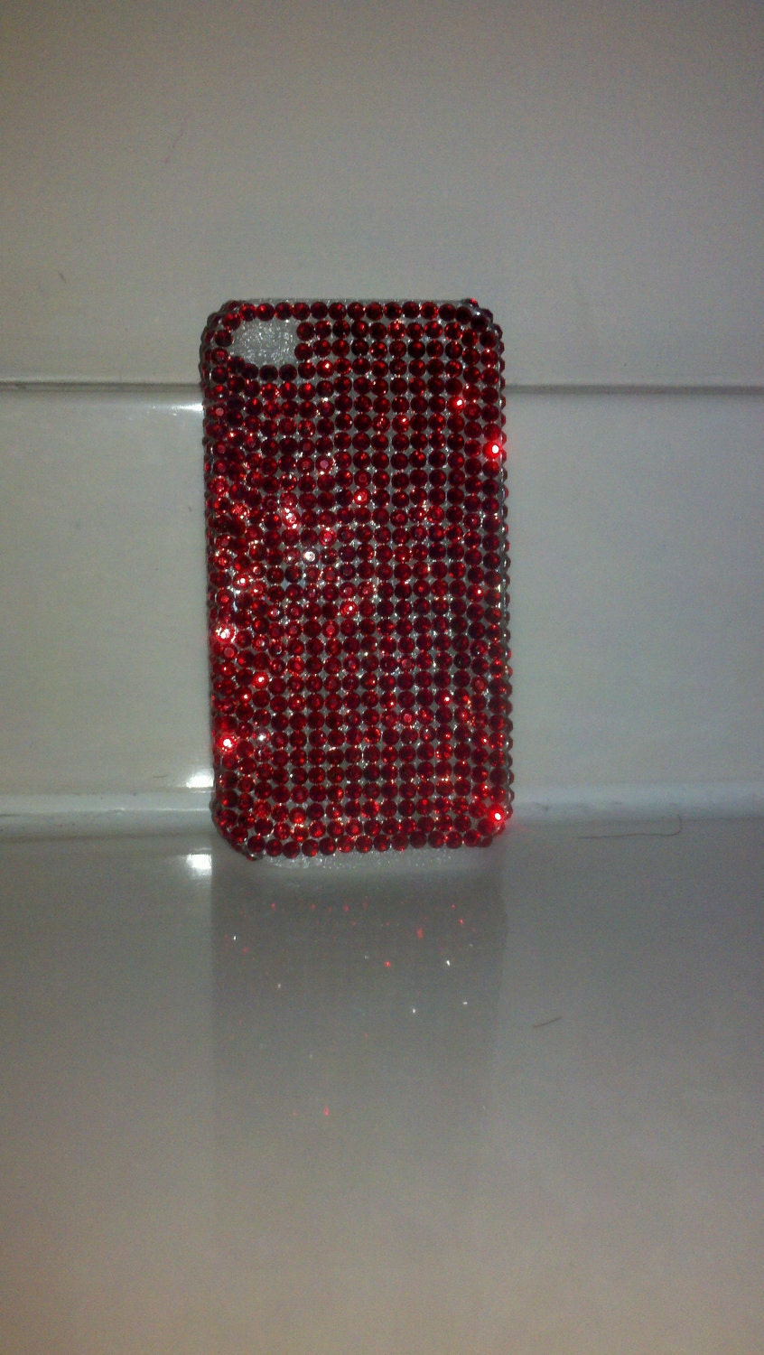 SALE Ready to Ship Embellished Crimson Red iPhone 4 & 4S Case