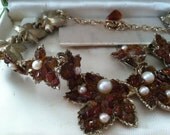 Swoboda Fall Leaves necklace and earrings beautiful vintage set