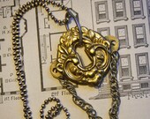 UNLEASH  - Steampunk, Victorian, Edwardian Assemblage Altered Art Vintage Key Hole Brass Escutcheon Necklace