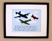 Nursery Art, Airplane Alphabet, 8x10, Unframed