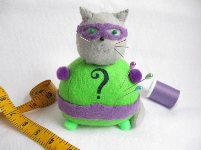 Batman Pincushion Cat Series: The Riddler...MADE-TO-ORDER...