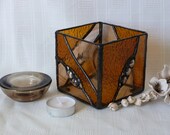 Amber stained glass candle holder