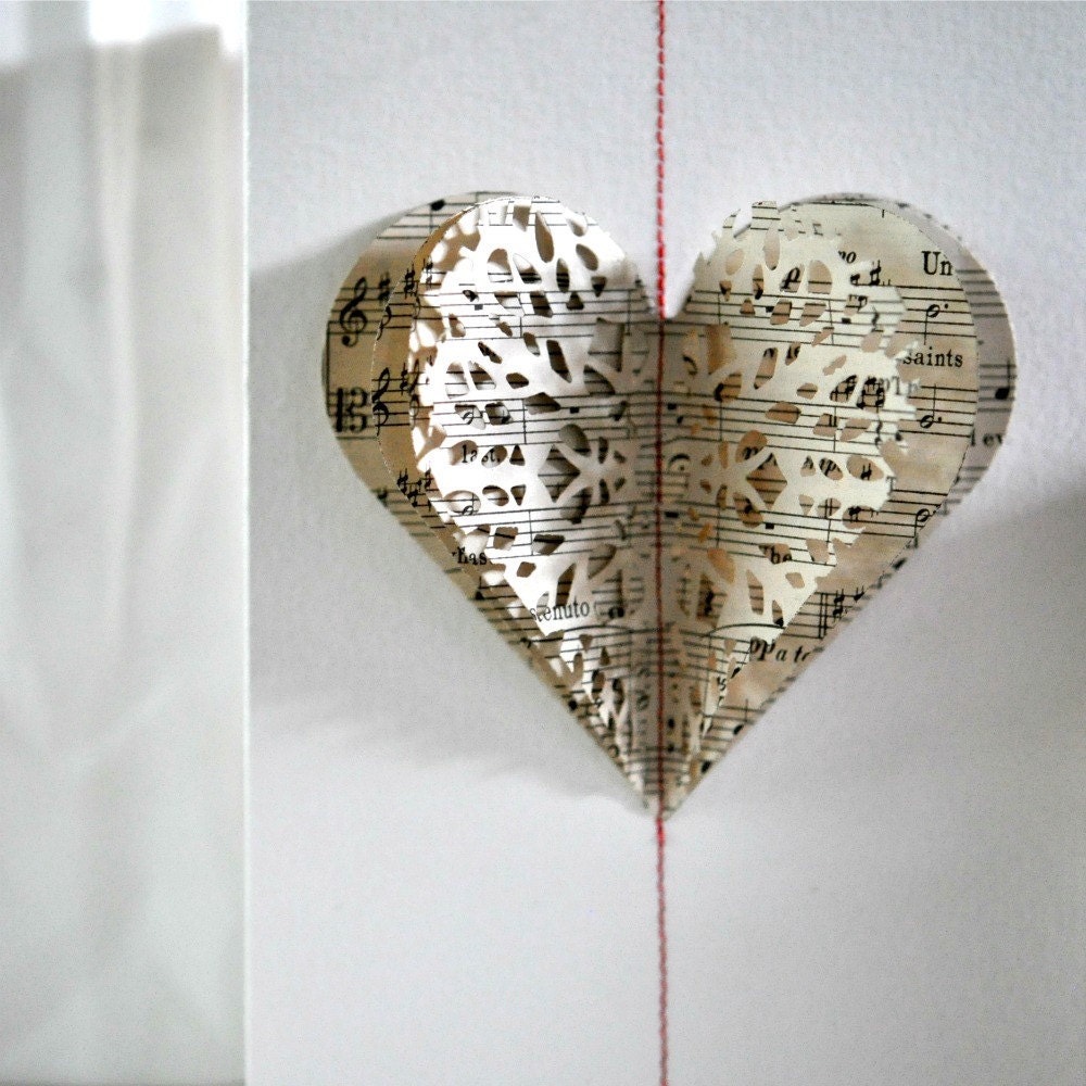 Layered Lace Heart Gift Card Music
