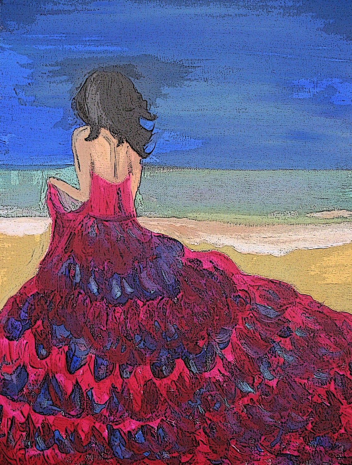 Sea-escape- Original Contemporary Acrylic Painting Print