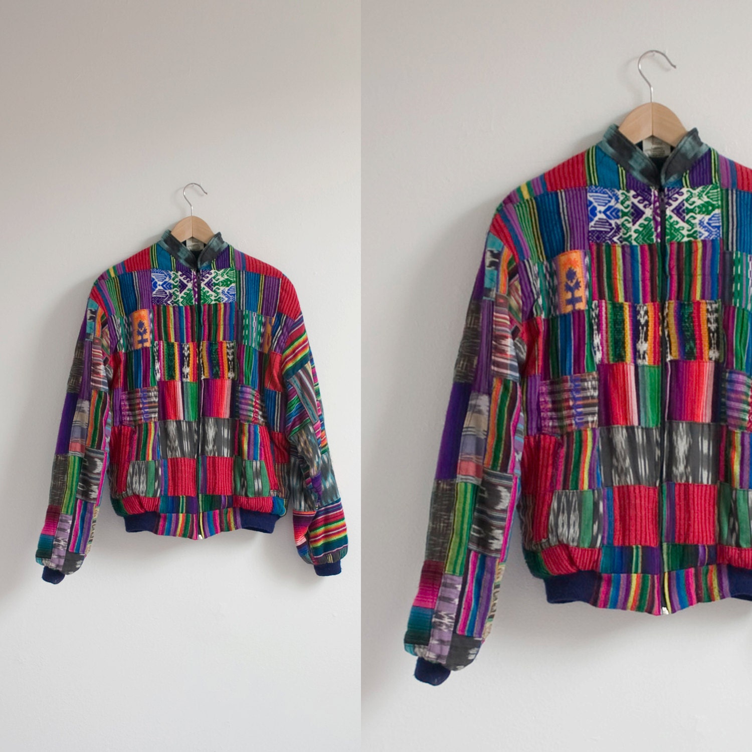 guatemalan vintage ethnic print cotton jacket sz M