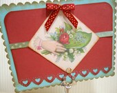 Handmade Valentine Greeting Card  - To the One I Love Valentine with Vintage Style