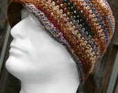Newsboy beanie for men or women Shades of Blue Denim and brown camo crochet masculine or mans