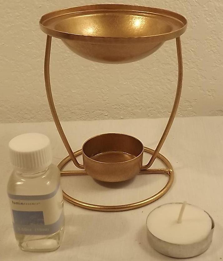 2-Pack of 3 Piece Welded Metal Metallic Gold Liquid Scents or Potpourri Candle Holder Burner Sets Plus FREE In-Country Shipping