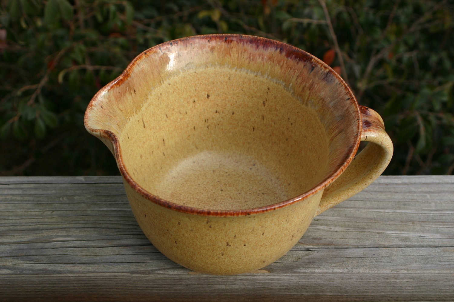 Batter Bowl with Cinnamon Glaze and Brown Rim Seagrove, NC Pottery