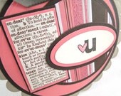 Valentine greeting card - heart you in coral and brown