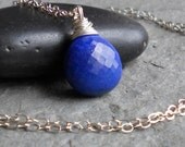 Lapis Lazuli Silver Wire Wrapped Necklace Everyday Jewelry