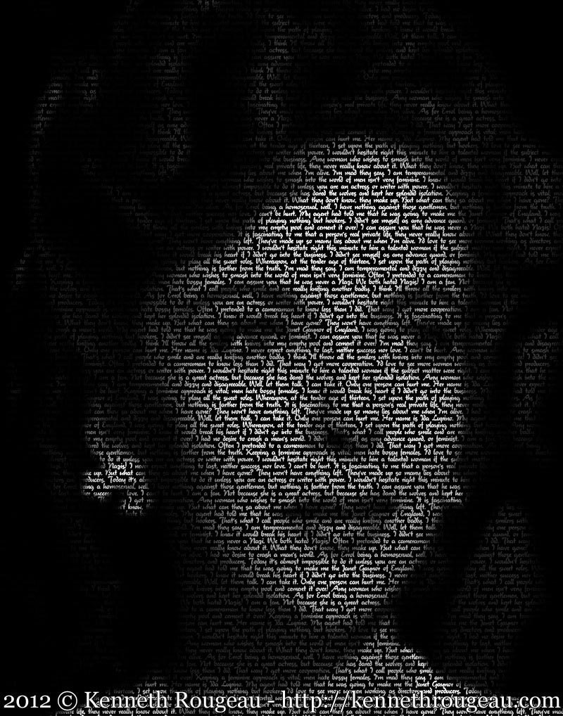 Ida Lupino - 11x14 Typographical Portrait Fine Art Print