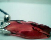 Genuine multi colored rare dark red clear beach sea glass jewelry pendant handmade necklace